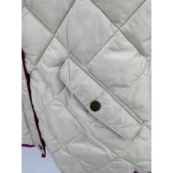 Columbia PFG Quilted Vest Womens Large Full Zip Sleeveless Top Off White  Purple - Picture 5 of 16